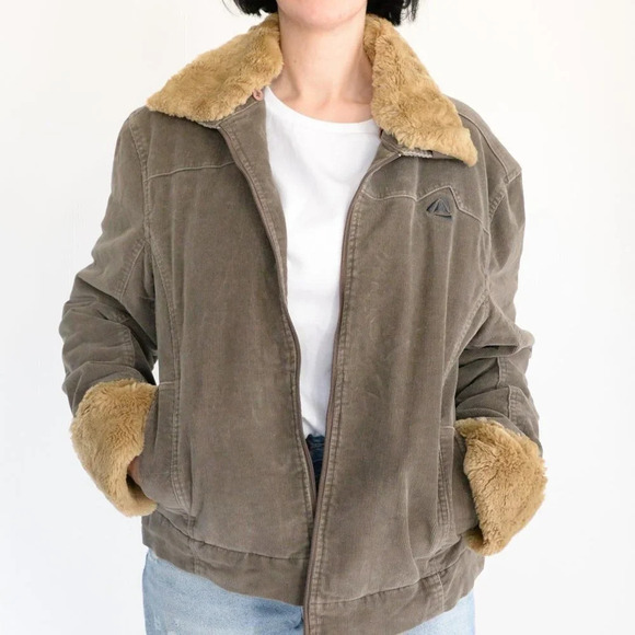 Fire Fly Brown Cord  Bomber Jacket Size Large - Picture 2 of 13